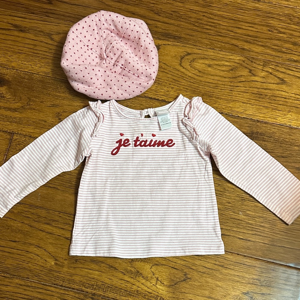 Pink Striped Kids Shirt with Ruffle Sleeves